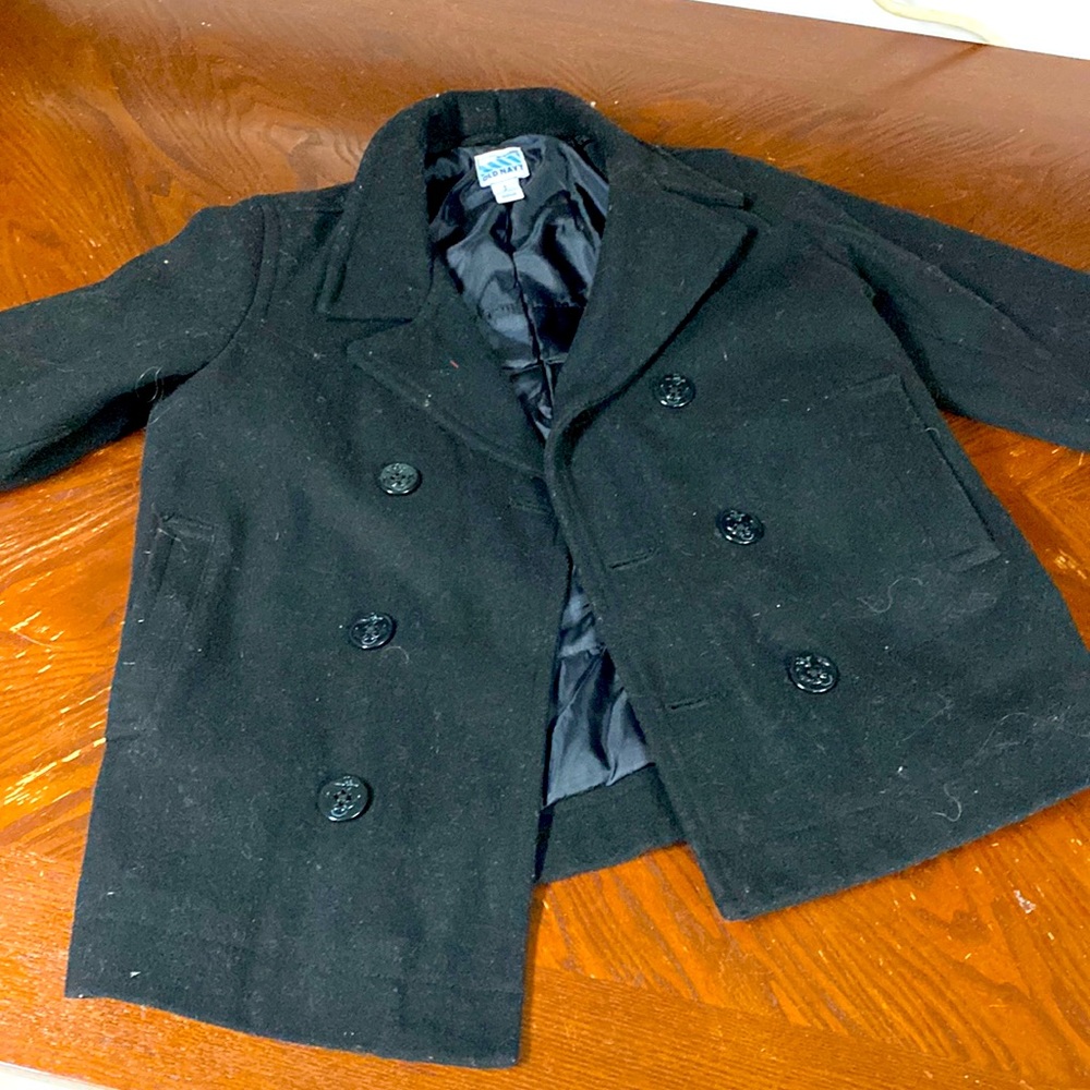 Old Navy, Black pea coat, worn twice for holiday pictures Youth Small, Unisex
